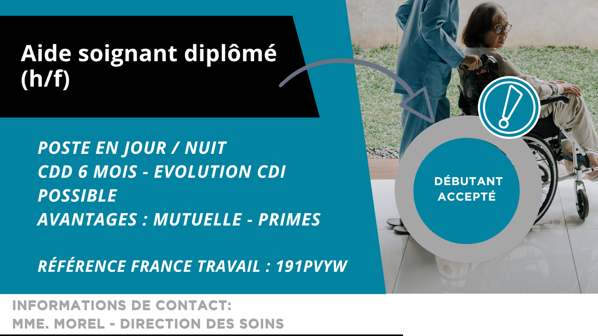 RECRUTEMENT - Aide Soignant Diplomé (h/f)
